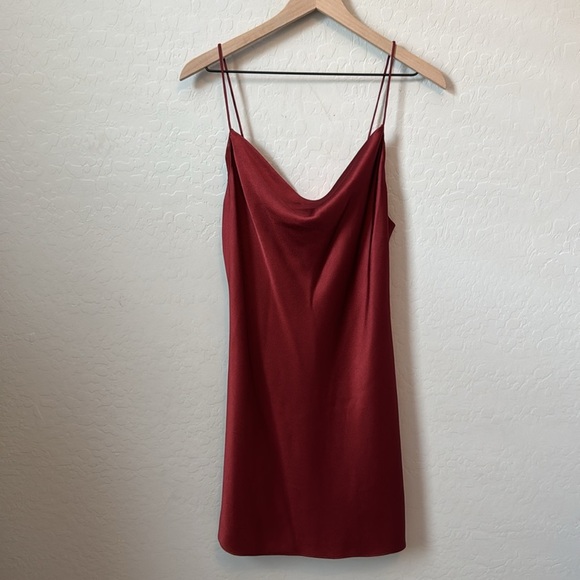 Alice + Olivia Harmony Rust Red Drapey Mini Slip dress size 6 - Picture 5 of 10